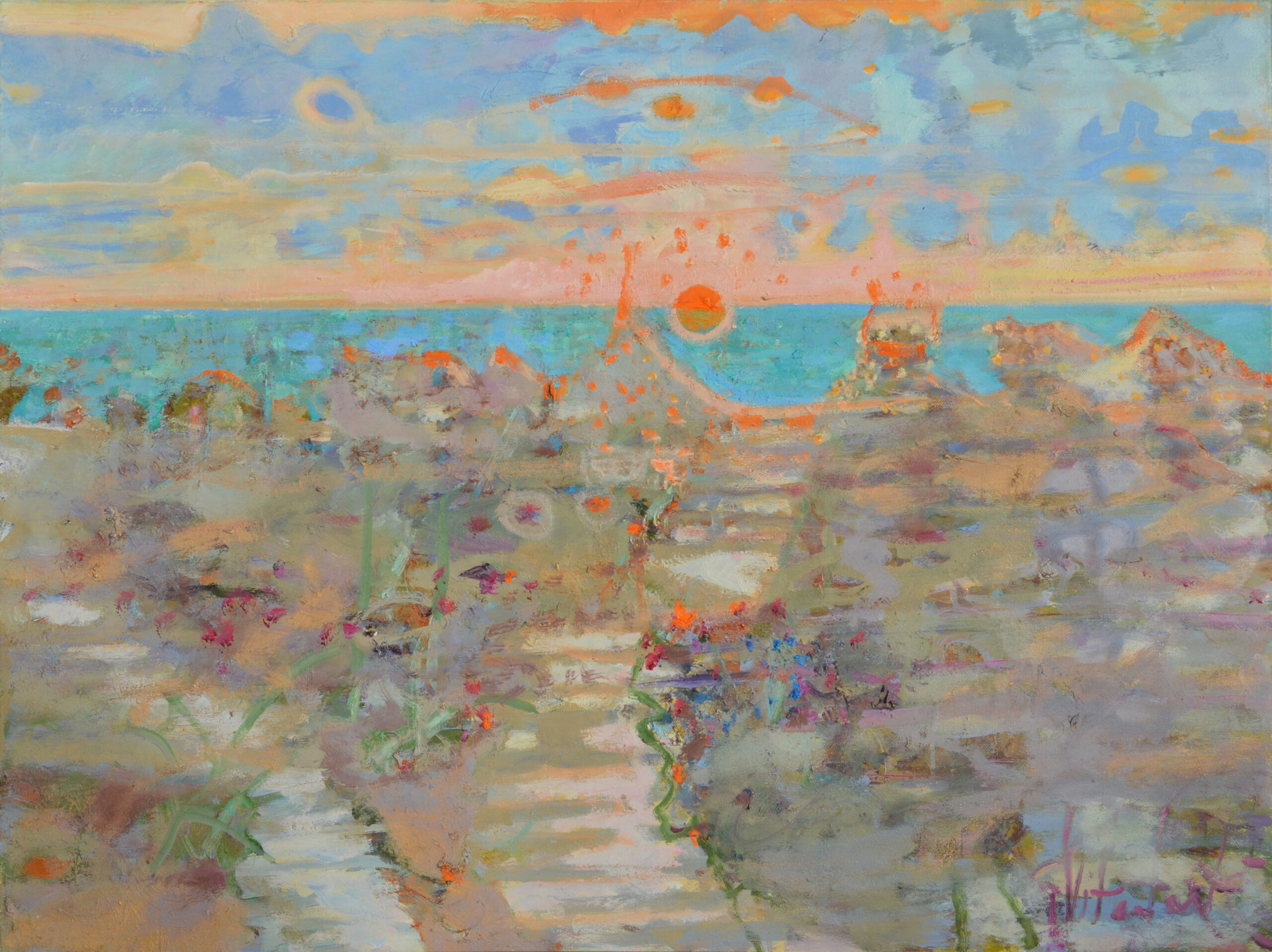 Pajūris vakarėjant, drobė, aliejus, 2023