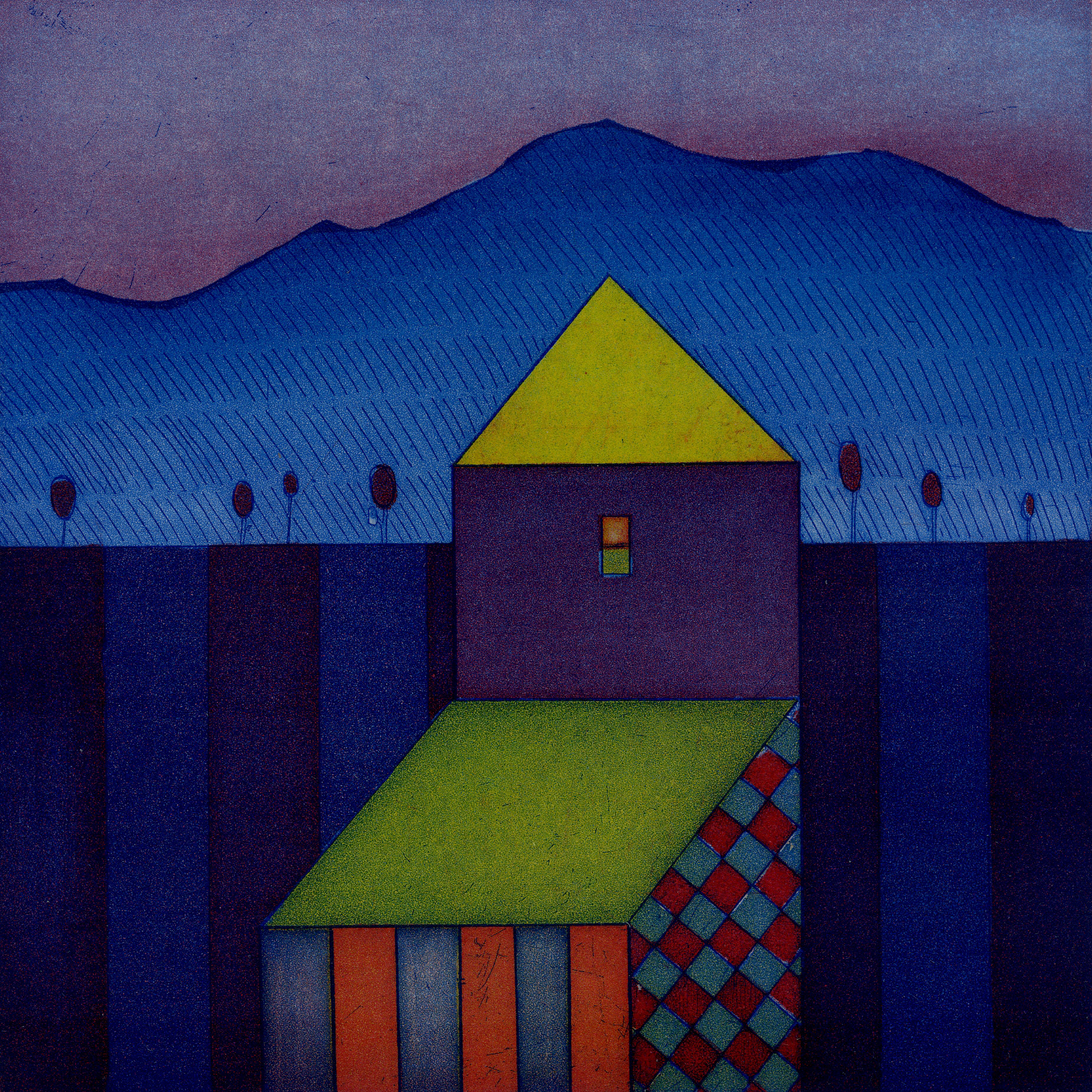 Art Deco Tower_plate 15x15 cm_paper 30x30cm_Vaida Varnagiene