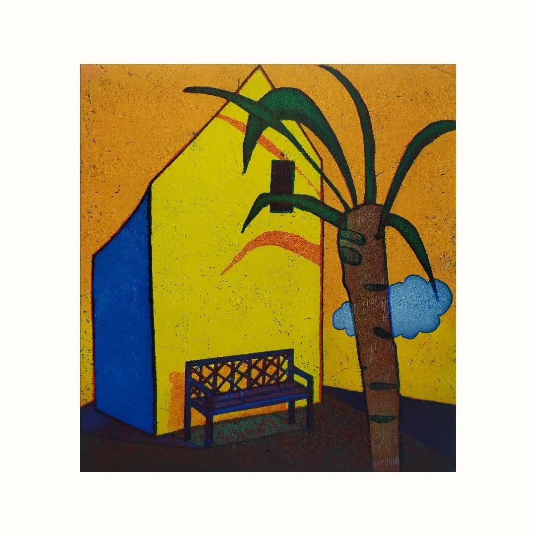 House with the Palm Tree_plate 13x12cm_paper 32x28 cm_Vaida Varnagiene